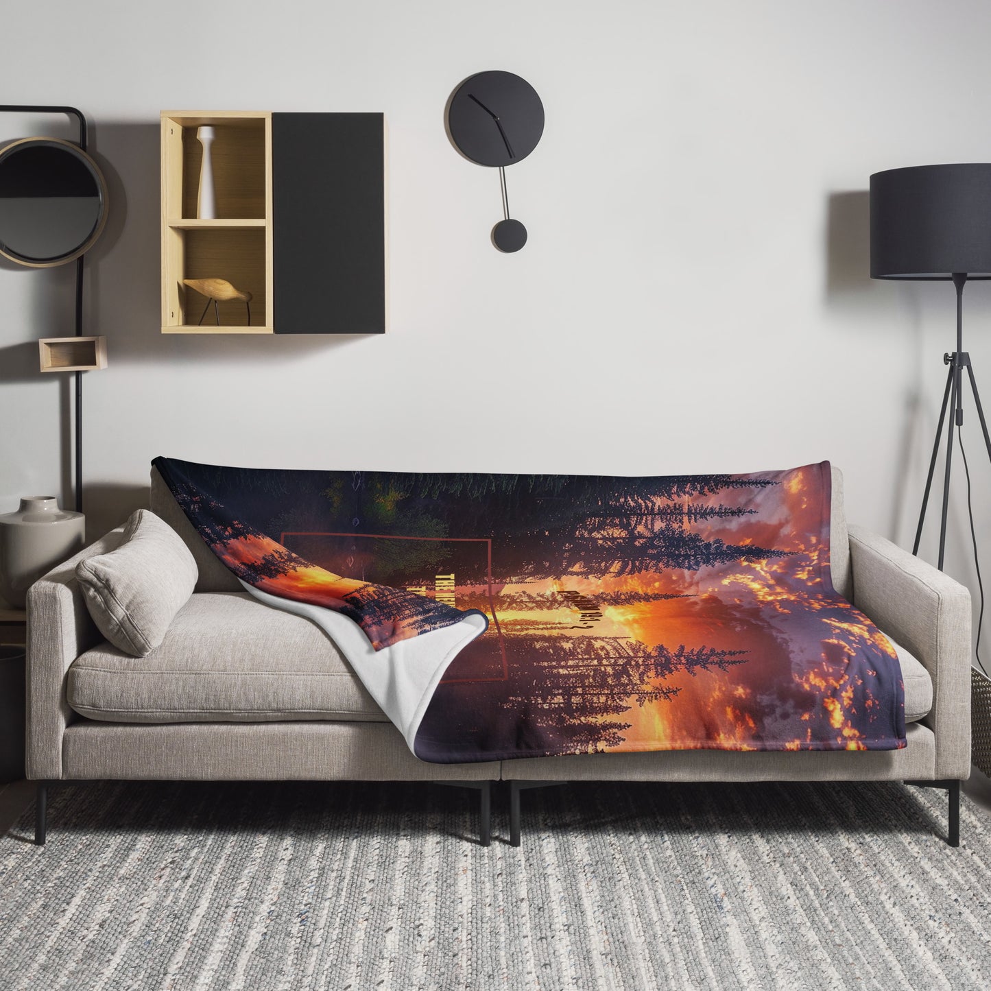 PINE TREES AT SUNSET — Throw Blanket