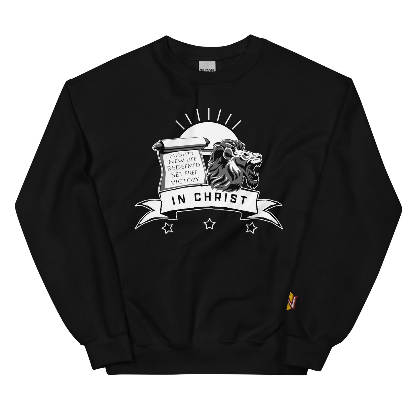 LION, SCROLL, BANNER IN CHRIST — Unisex Sweatshirt