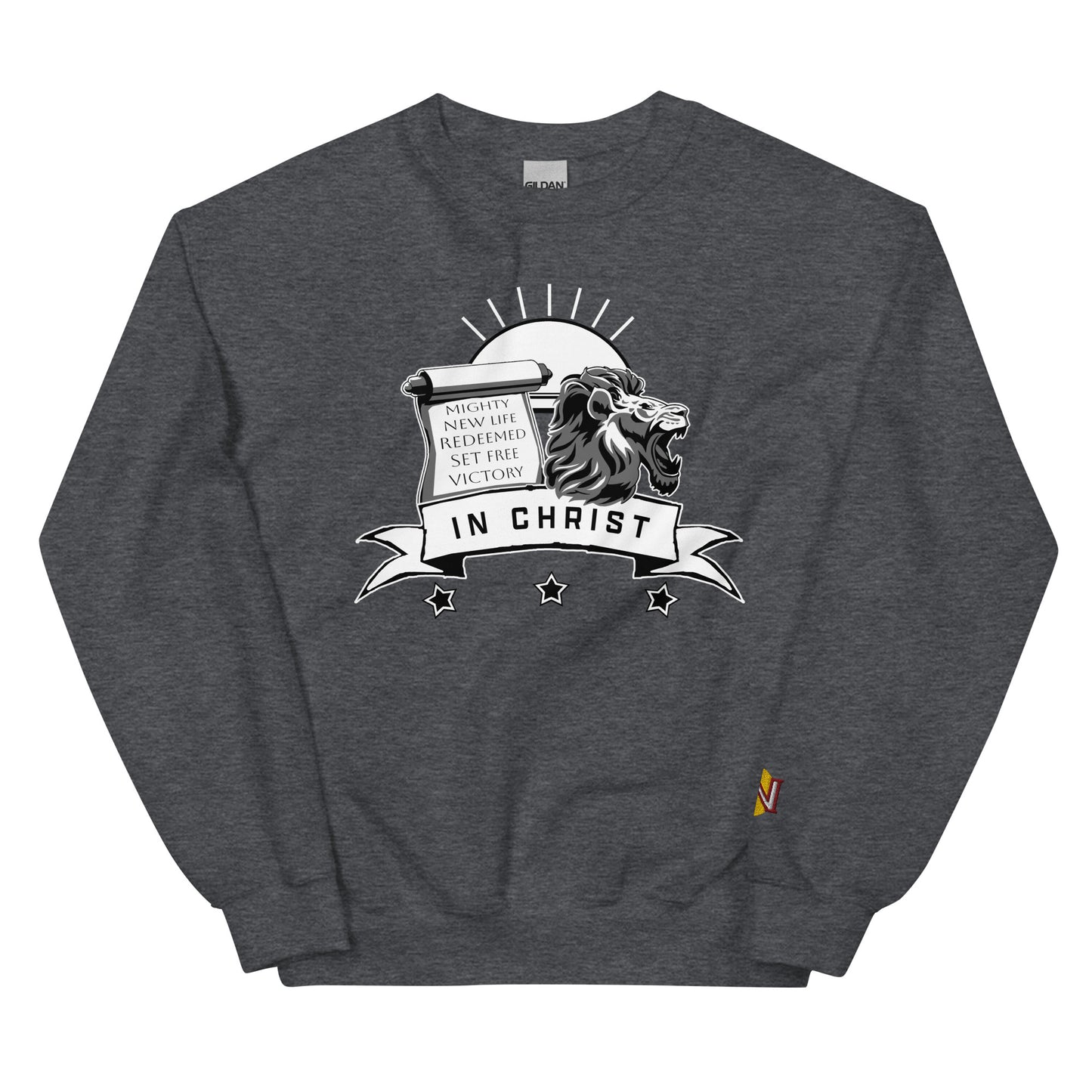 LION, SCROLL, BANNER IN CHRIST — Unisex Sweatshirt