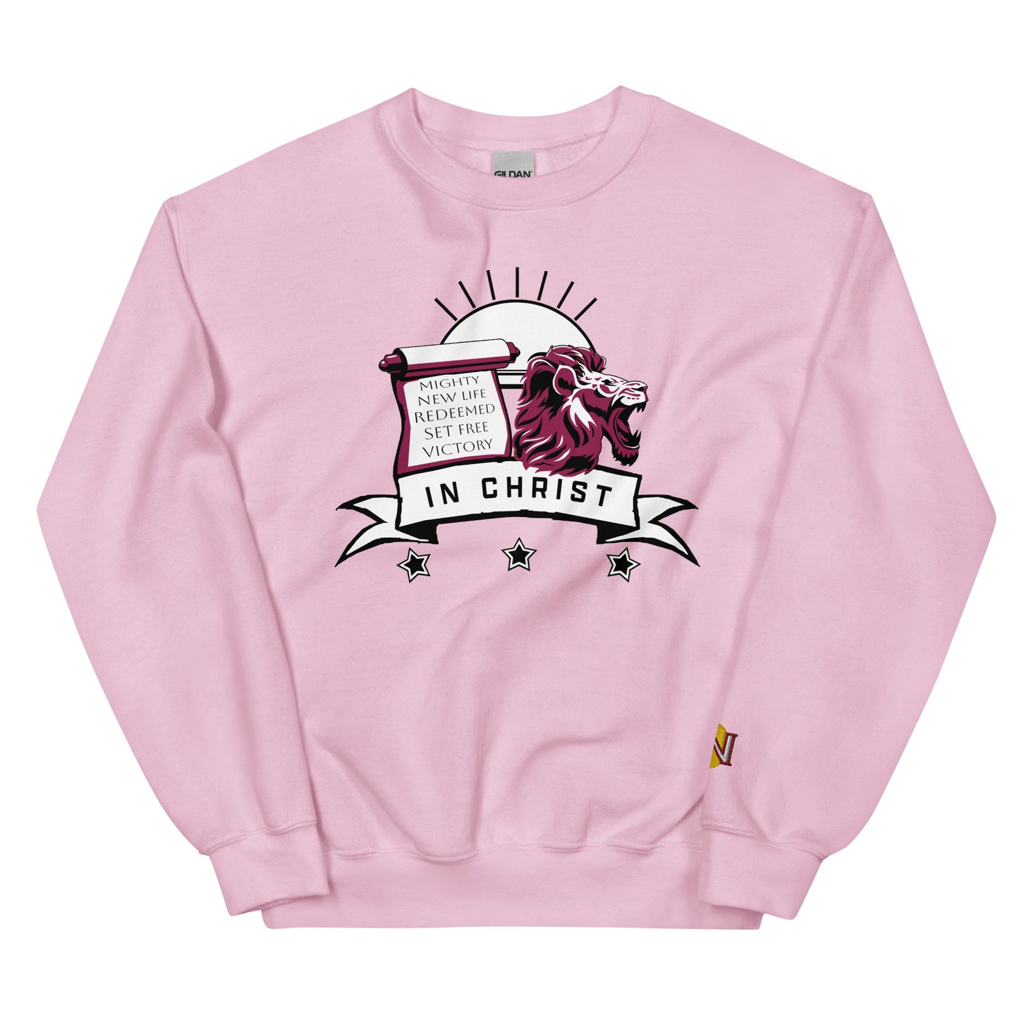 LION, SCROLL, BANNER IN CHRIST — Unisex Sweatshirt
